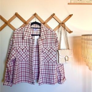 NWT Light Pink/White Houndstooth Shacket BRAND NEW, NEVER WORN